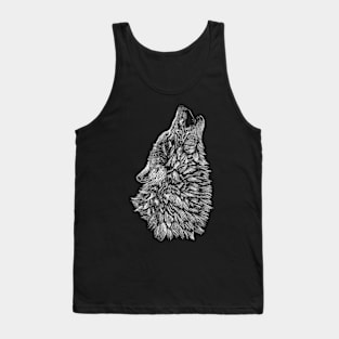 Hand drawn Wolf howling Tank Top